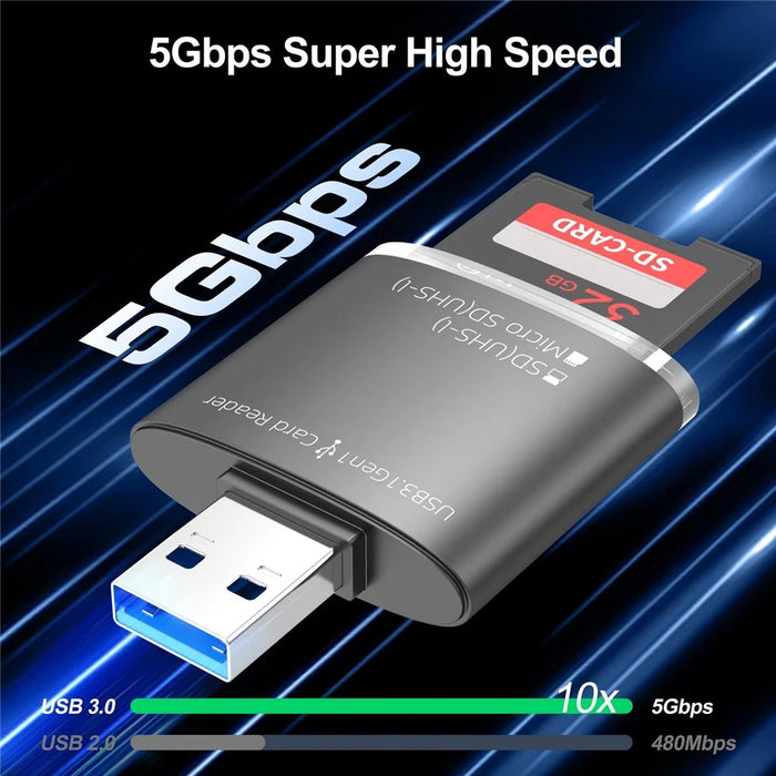 For PC Laptop Camera 2-in-1 SD / TF to USB 3.0 Card Reader Supports SDHC SDXC MMC UHS-I - Tarnish - 3