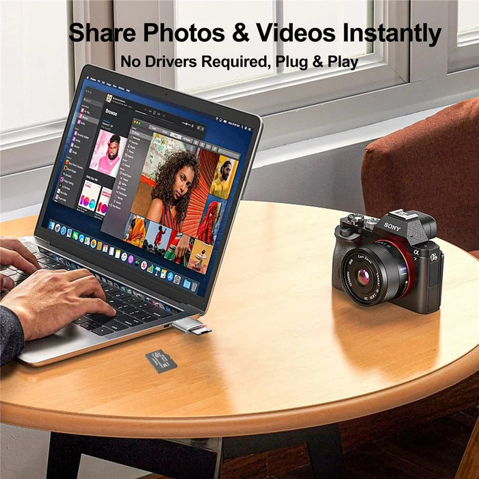 For PC Laptop Camera 2-in-1 SD / TF to USB 3.0 Card Reader Supports SDHC SDXC MMC UHS-I - Tarnish - 5