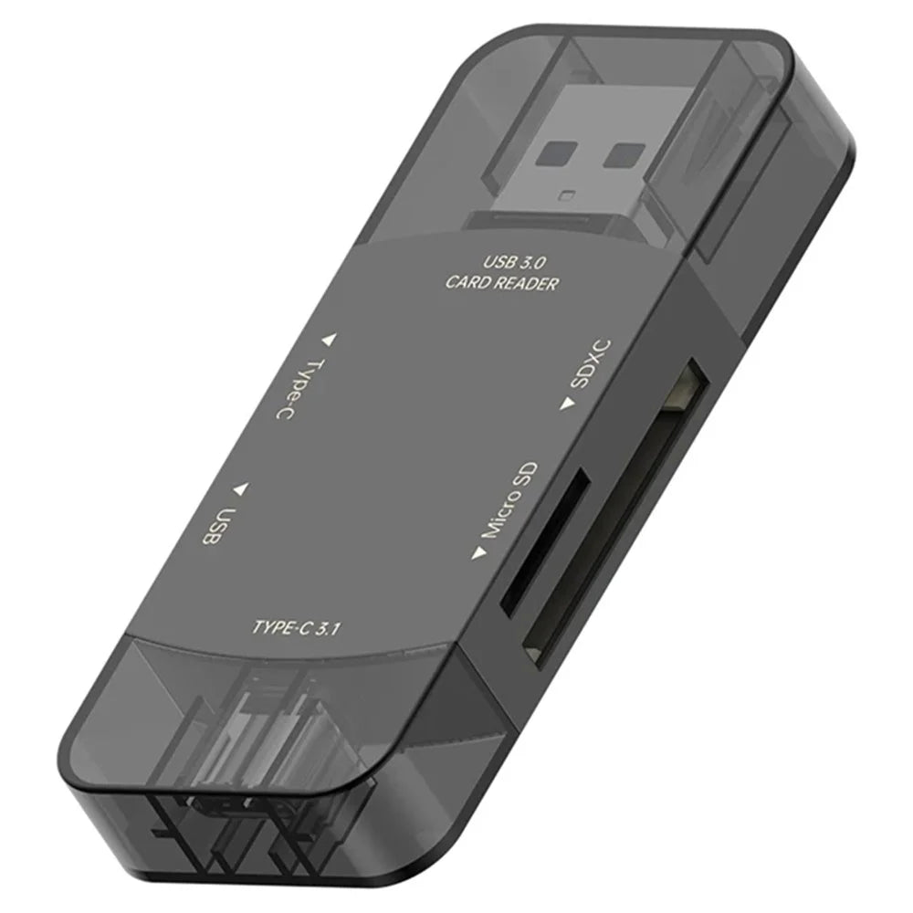 D204 SD Card Reader USB A+USB C to TF Card / SDXC / USB-A / USB-C Memory Card Reader Adapter - Dark Grey - 1