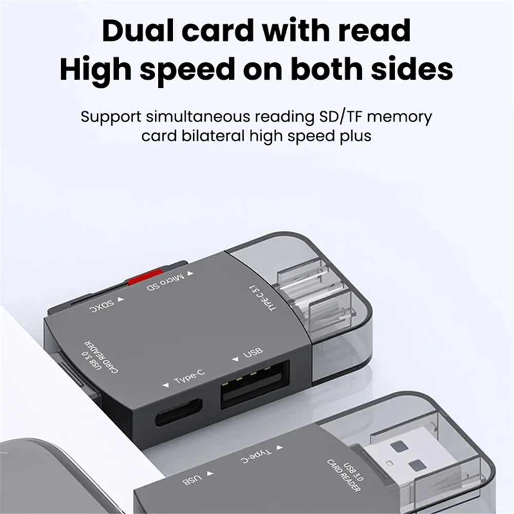D204 SD Card Reader USB A+USB C to TF Card / SDXC / USB-A / USB-C Memory Card Reader Adapter - Dark Grey - 3