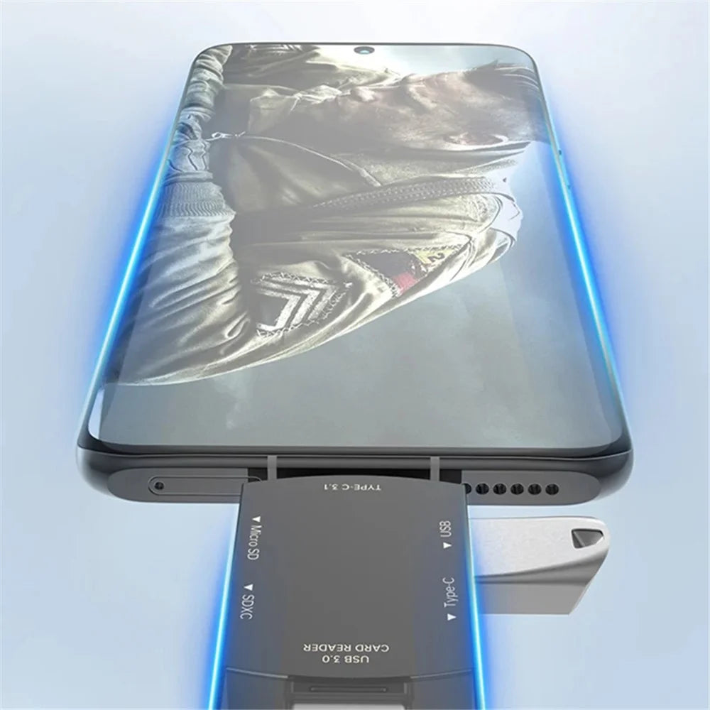 D204 SD Card Reader USB A+USB C to TF Card / SDXC / USB-A / USB-C Memory Card Reader Adapter - Dark Grey - 5