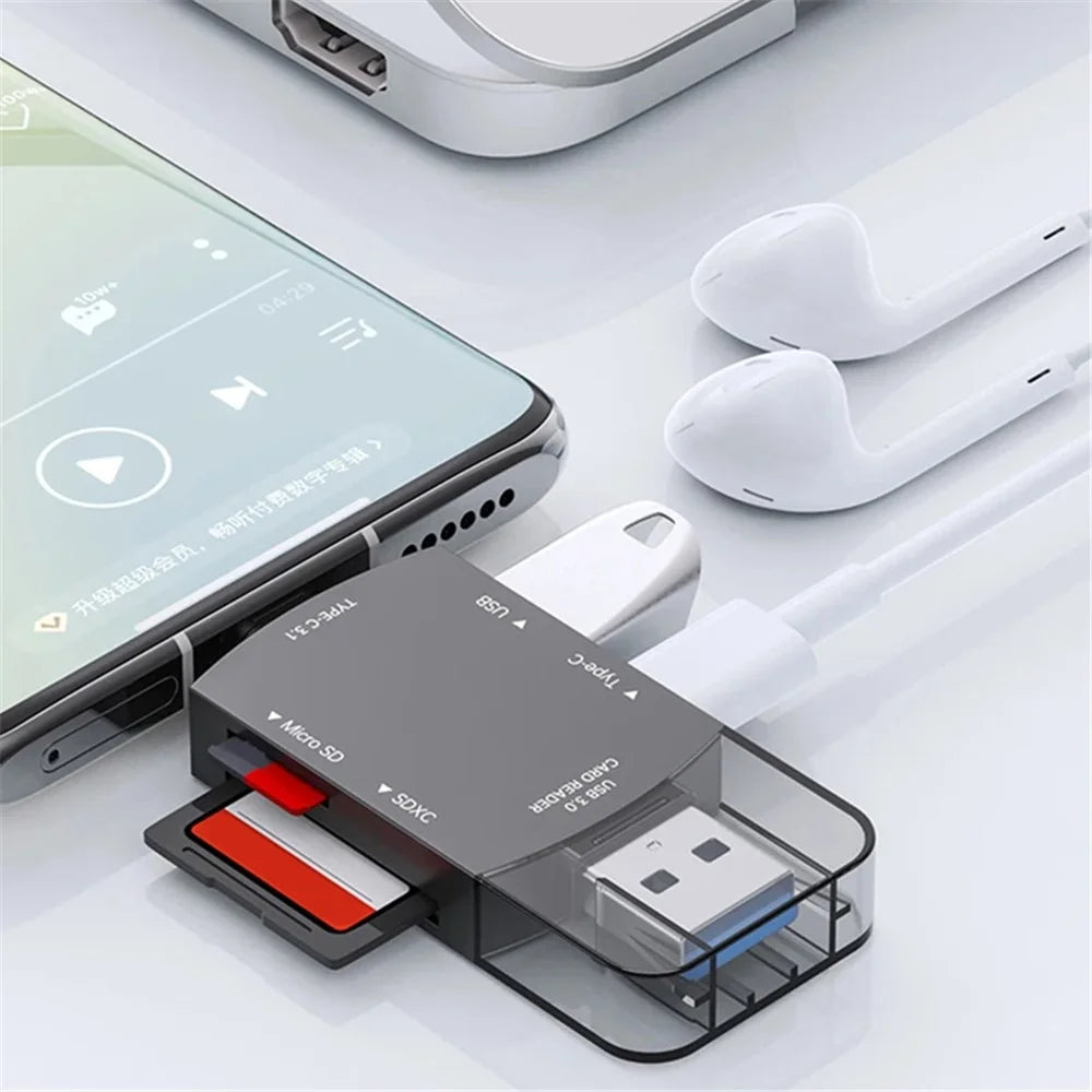 D204 SD Card Reader USB A+USB C to TF Card / SDXC / USB-A / USB-C Memory Card Reader Adapter - Dark Grey - 6
