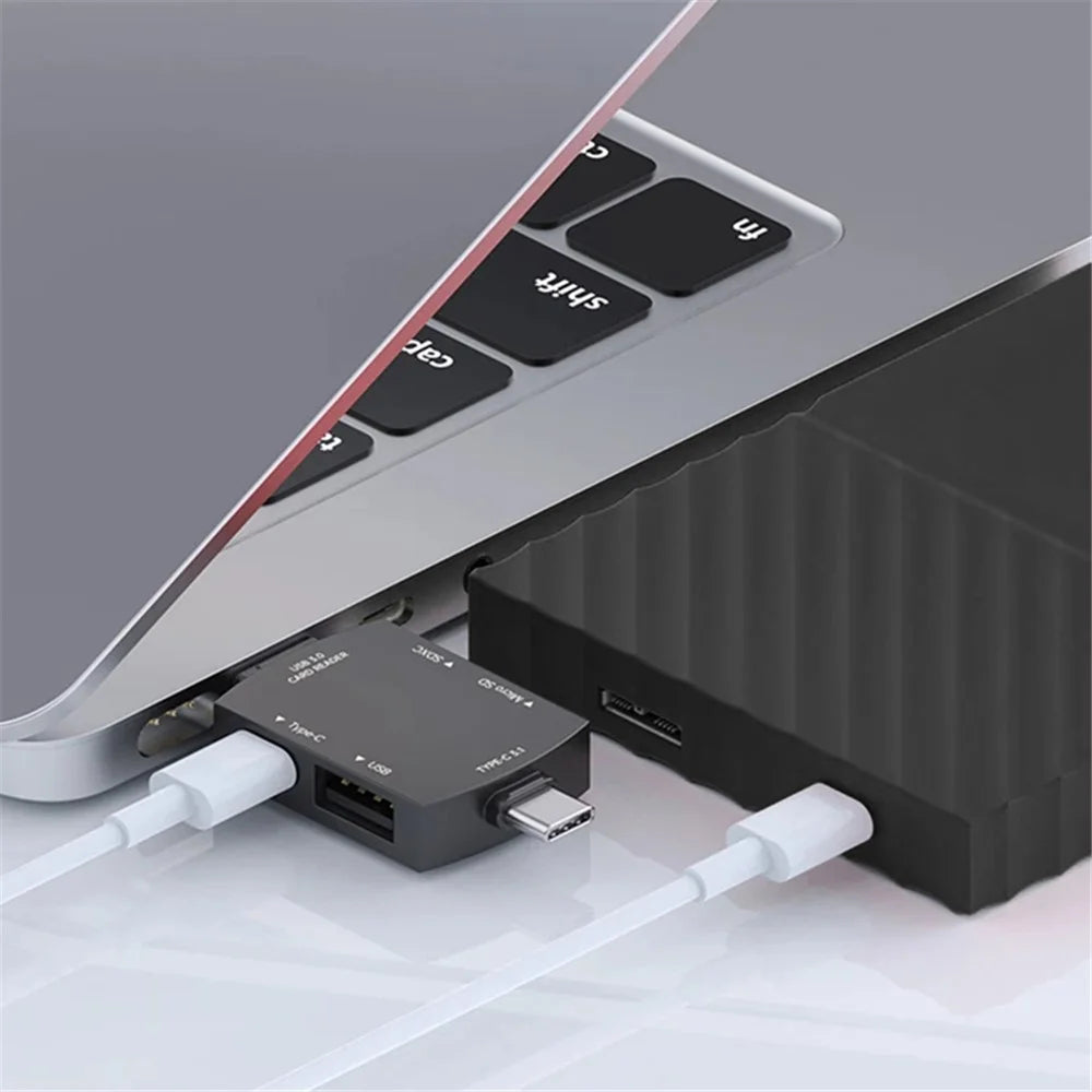 D204 SD Card Reader USB A+USB C to TF Card / SDXC / USB-A / USB-C Memory Card Reader Adapter - Dark Grey - 7