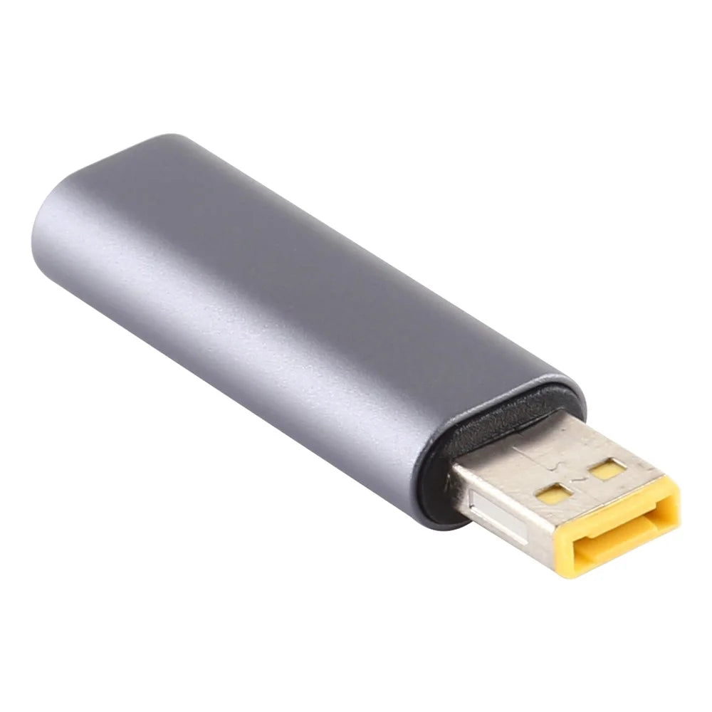 Type-C Female to Rectangle Male PD 12V DC Power Adapter Square Charger Converter for Lenovo Laptop - Grey - 1