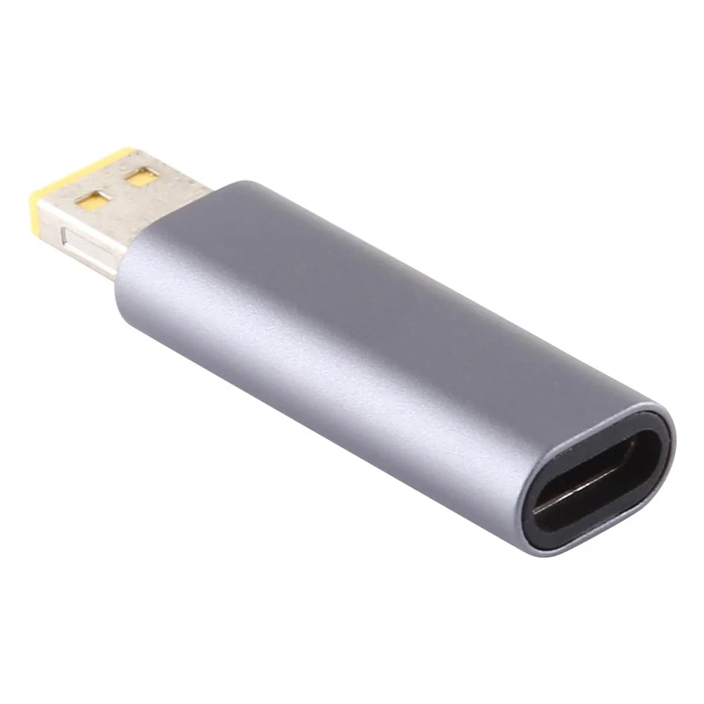 Type-C Female to Rectangle Male PD 12V DC Power Adapter Square Charger Converter for Lenovo Laptop - Grey - 2