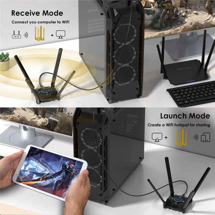 WAVLINK WN695X2 AX5400 Tri-Band Wireless Adapter USB WiFi 6 Dongle 4 Antennas Receiver - 3
