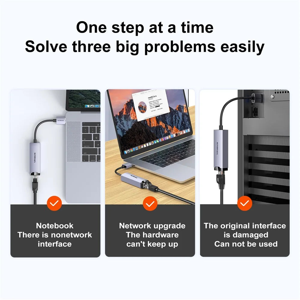 MINDPURE UR004 USB3.0 to RJ45 Gigabit Ethernet Adapter High-Speed Network Connector - 3