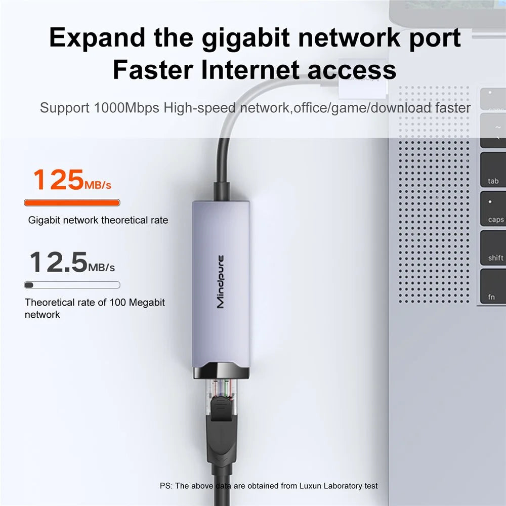 MINDPURE UR004 USB3.0 to RJ45 Gigabit Ethernet Adapter High-Speed Network Connector - 4