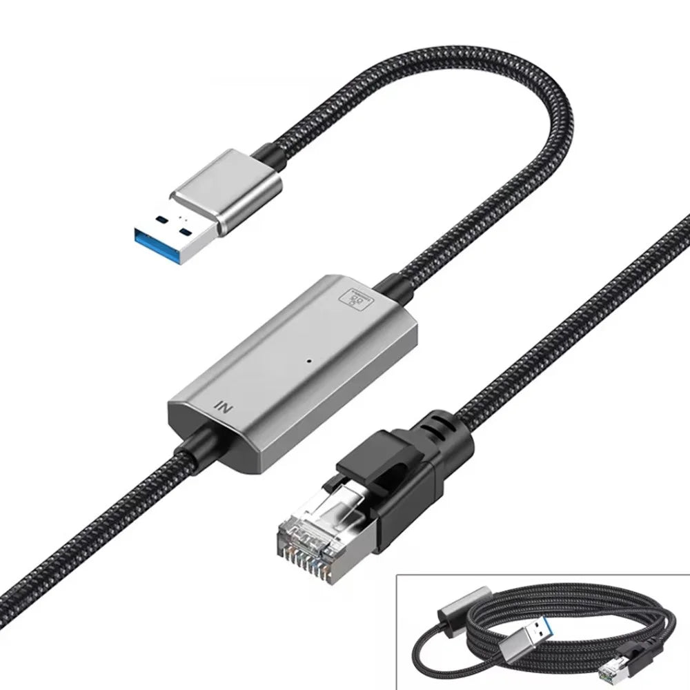 3m Gigabit Ethernet USB Adapter Cable USB3.0 to RJ45 LAN Network Cable 1000 / 100 / 10Mbps for Laptop / Desktop - 1