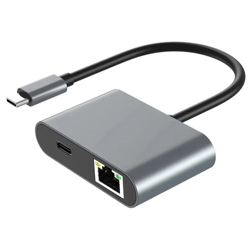Type C 4 in 1 Gigabit Ethernet Adapter USB C to 1000Mbps RJ45  /  PD 60W  /  USB Hub Converter - 1