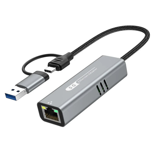 Type-C USB 5G Network Adapter High Speed Ethernet Gigabit LAN Port Support Windows / Macos / Linux / Android - 1