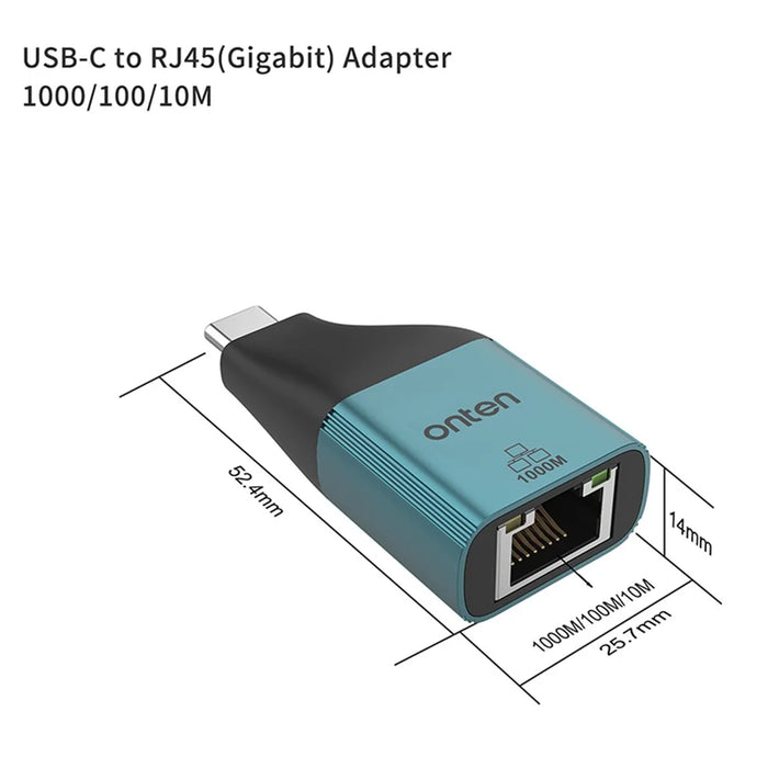 ONTEN UC101 Type-C to Gigabit Ethernet Adapter 1000Mbps External Network Card - 6