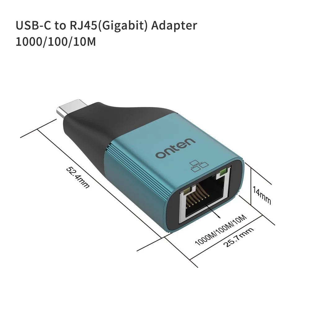 ONTEN UC101H USB-C to RJ45 Ethernet Adapter 100M / 10M Network Speed Converter - 6