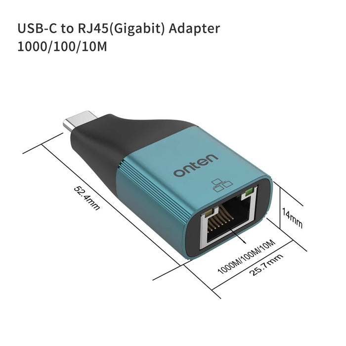 ONTEN UC101H USB-C to RJ45 Ethernet Adapter 100M / 10M Network Speed Converter - 6