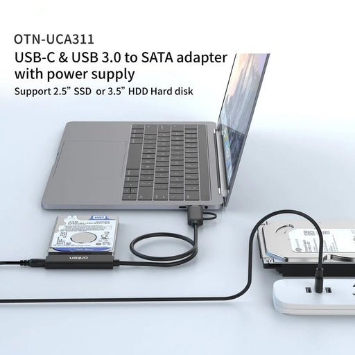ONTEN UCA311 USB A + USB C to SATA Converter with Power Supply for 2.5 Inch HDD / SSD - 2