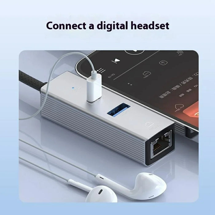Type-C to USB-A USB-C RJ45 Network Adapter 100Mbps Ethernet Connector - Black - 4
