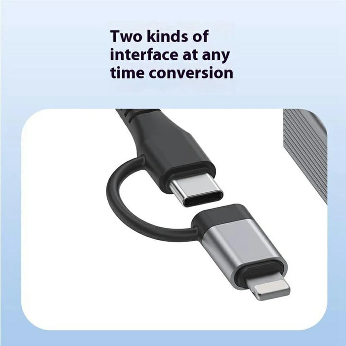 8Pin / Type-C to USB-A USB-C RJ45 Network Adapter Aluminum Alloy 100Mbps Ethernet Connector - Silver - 6