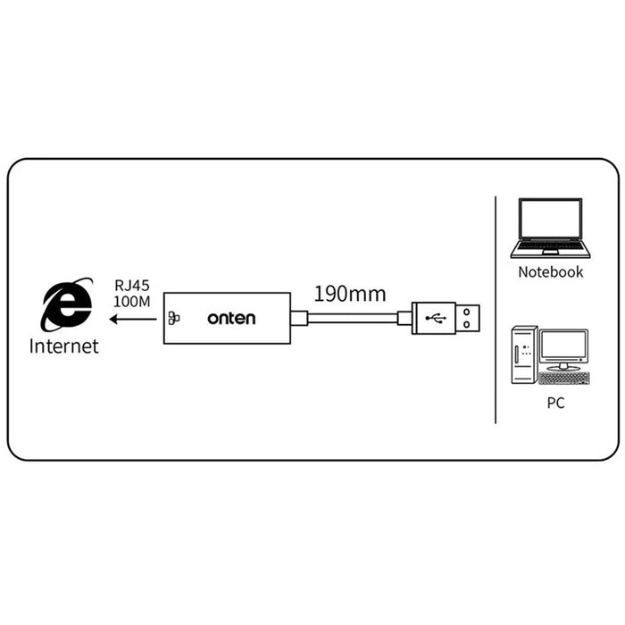 ONTEN 5225D USB to RJ45 Adapter Network Converter 100 / 10Mbps Ethernet LAN Connector - 5
