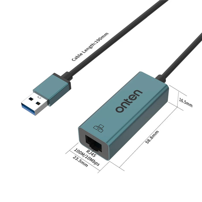 ONTEN 5225D USB to RJ45 Adapter Network Converter 100 / 10Mbps Ethernet LAN Connector - 7