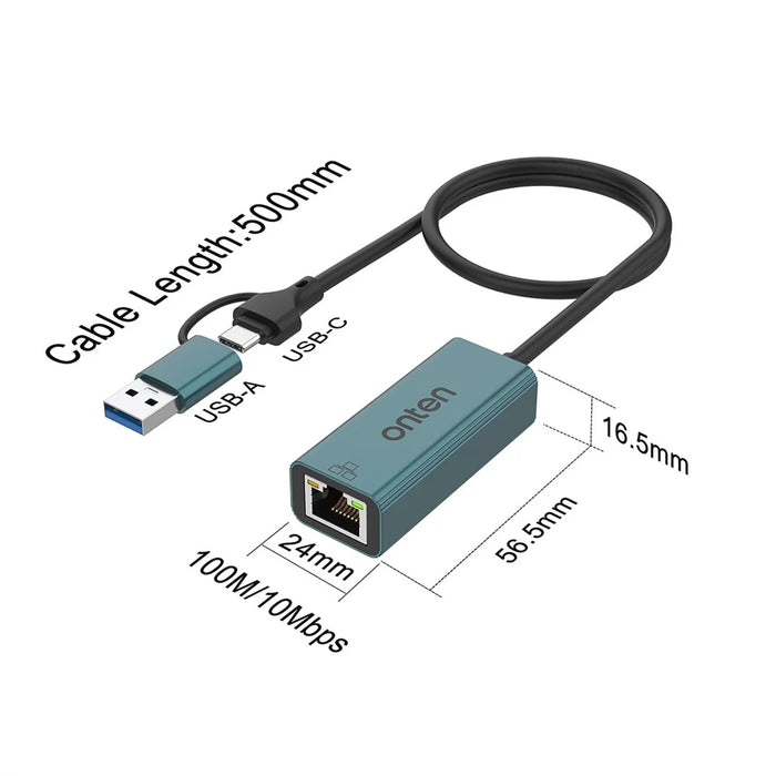 ONTEN UE106 USB 2.0 / Type-C to RJ45 Network Adapter 100M / 10M Ethernet Converter - 5