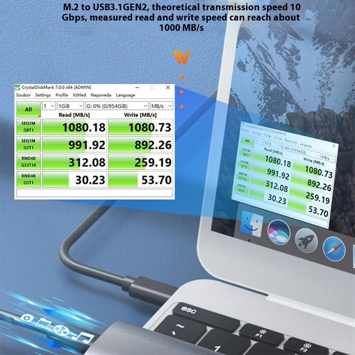 MAIWO K1689P M.2 Dual Protocol NVME / SATA External Enclosure Type-C Aluminum M.2 SSD Portable Hard Drive Case - 3