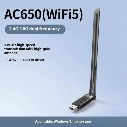 UGREEN AC650 CM496 90339 WiFi Adapter 5G Dual Band 650Mbps Gigabit High Gain USB Wireless Network Card - 2