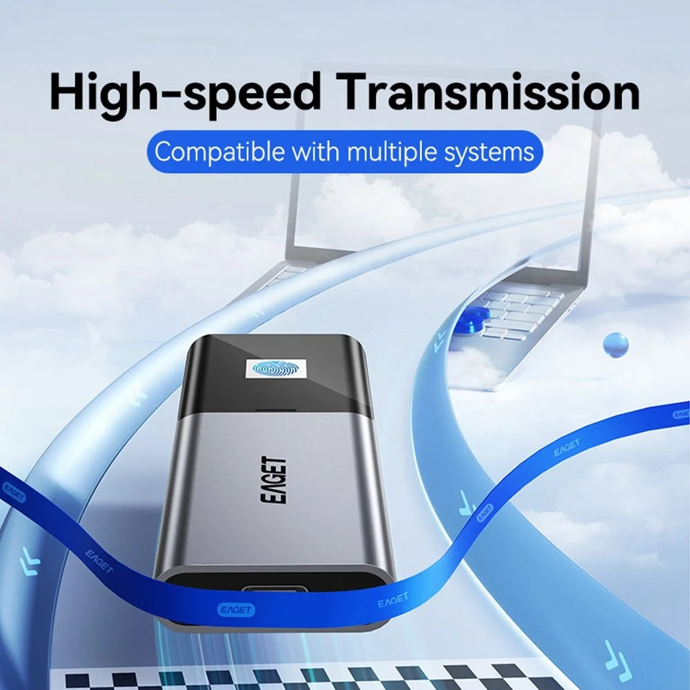 EAGET ET-FM6 2TB Portable SSD Type C 3.2 High Speed Transfer Fingerprint Encryption External Hard Drive - 5