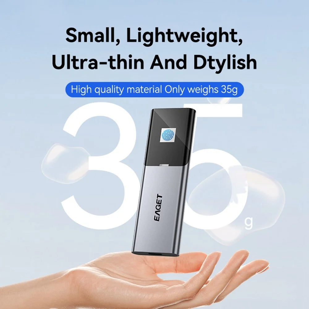 EAGET ET-FM6 2TB Portable SSD Type C 3.2 High Speed Transfer Fingerprint Encryption External Hard Drive - 7