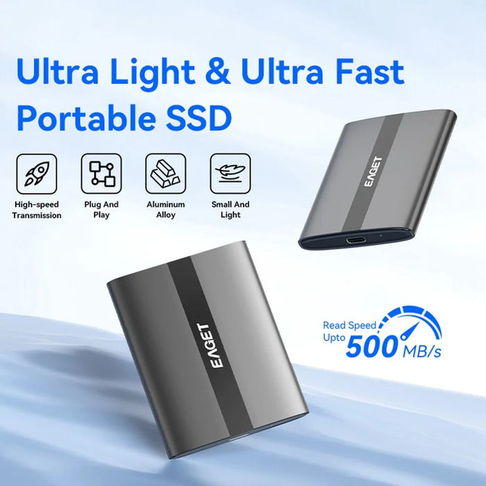 EAGET ET-M8 1TB Portable SSD 500MB / S High Speed Aluminum Alloy Type C External Solid State Drive - 3