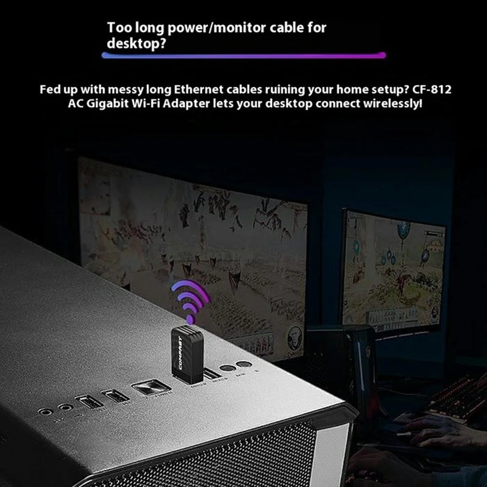 COMFAST CF-812AC For Desktop Laptop Dual Band Gigabit WiFi Adapter 1300Mbps USB 3.0 Wireless Network Card - 3