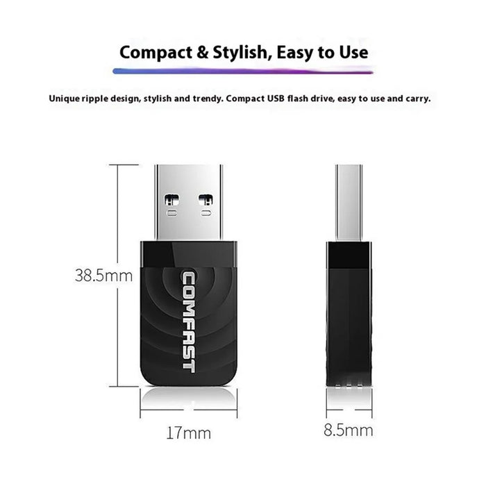 COMFAST CF-812AC For Desktop Laptop Dual Band Gigabit WiFi Adapter 1300Mbps USB 3.0 Wireless Network Card - 7