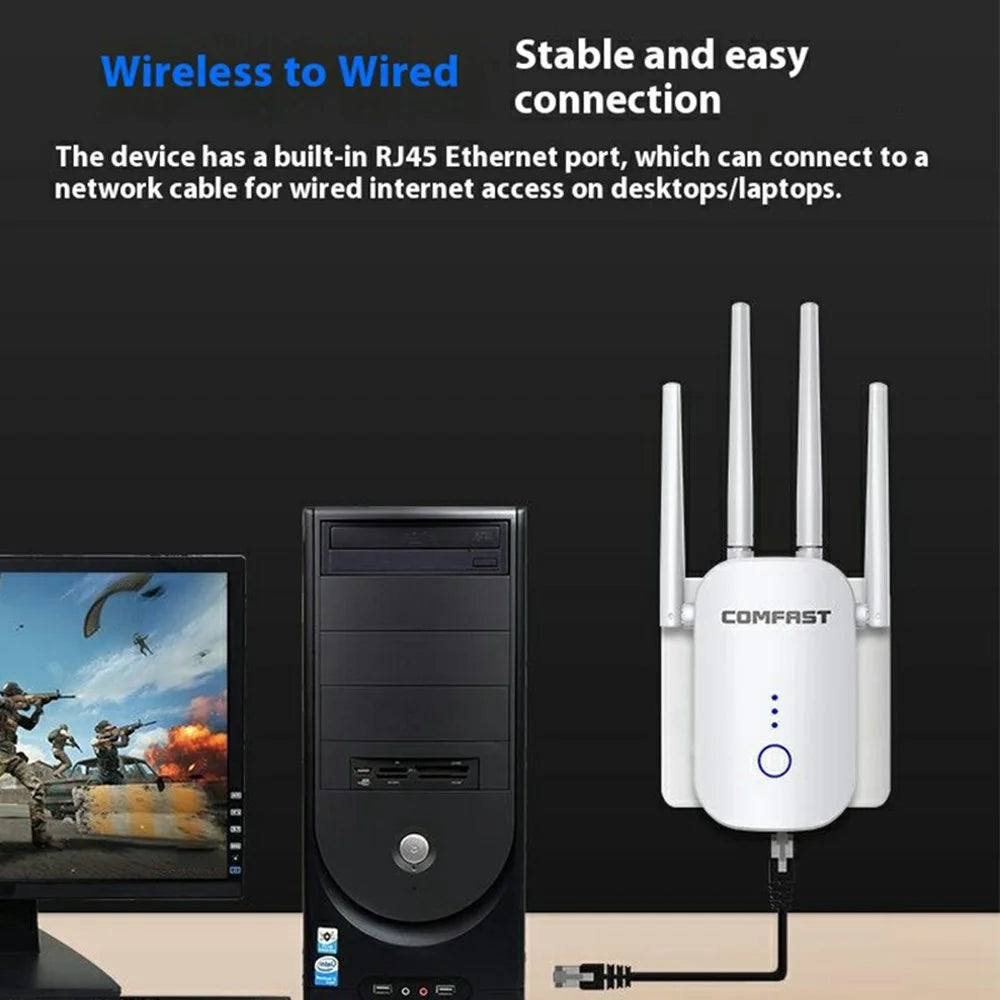 COMFAST CF-WR758AC Dual Band 1200M WiFi Repeater Signal Booster Range Extender - EU Plug - 3