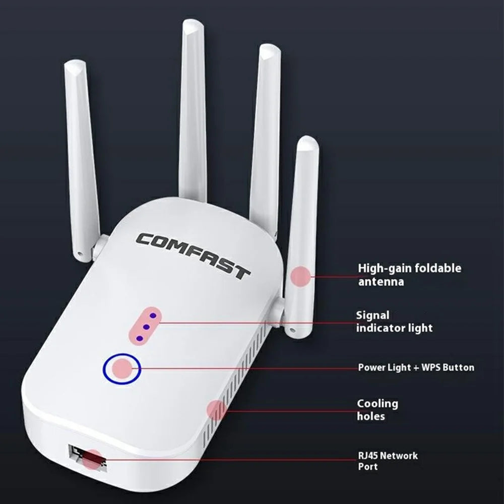 COMFAST CF-WR758AC Dual Band 1200M WiFi Repeater Signal Booster Range Extender - EU Plug - 5