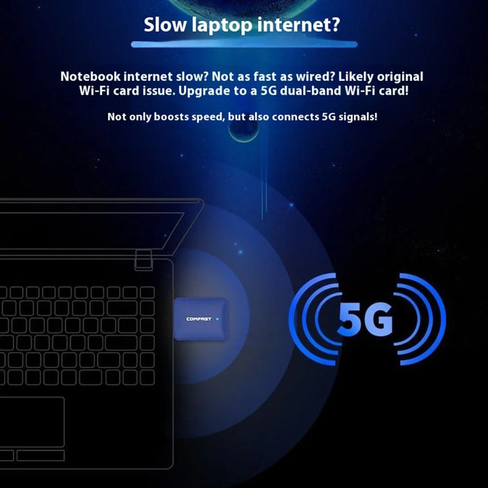 COMFAST CF-726B WiFi BT Adapter Dual Band 2.4G / 5.8G 350Mbps for Desktop / Laptop Plug and Play Wireless Network Card - 7