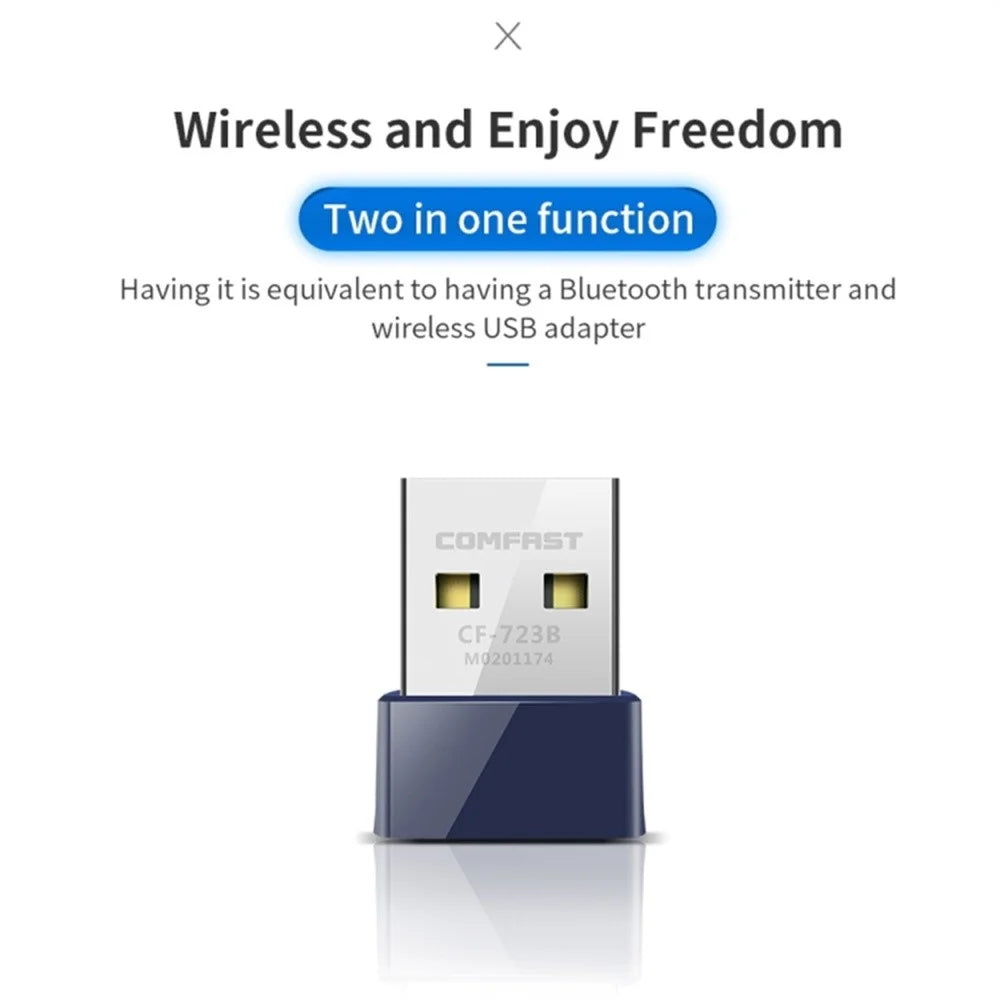 COMFAST CF-723B V2 150Mbps Mini USB Wireless Network Adapter 2 in 1 Bluetooth-compatible 4.0 WiFi Dongle - 6