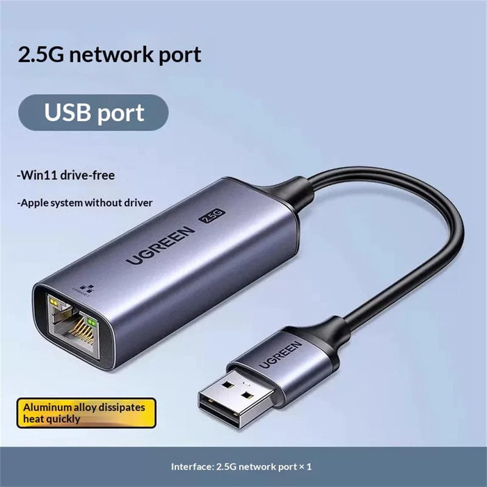 UGREEN CM648-25051 USB to RJ45 2.5G Network Adapter Ethernet Converter for Laptop Desktop Tablet - 2