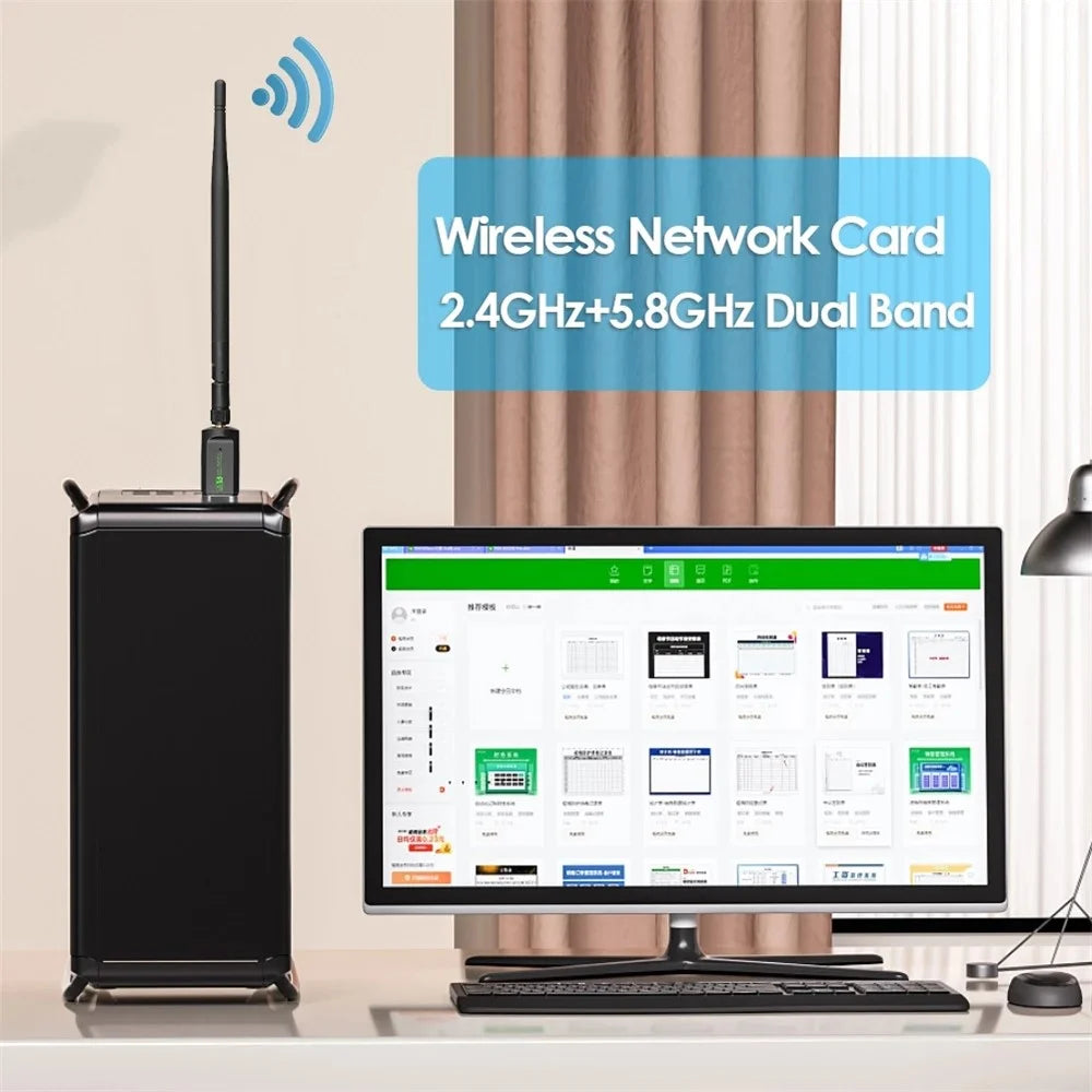 Bluetooth-compatible WiFi Adapter USB Antenna Dongle Ethernet 600Mbps Dual Band Wireless Network Card - 2