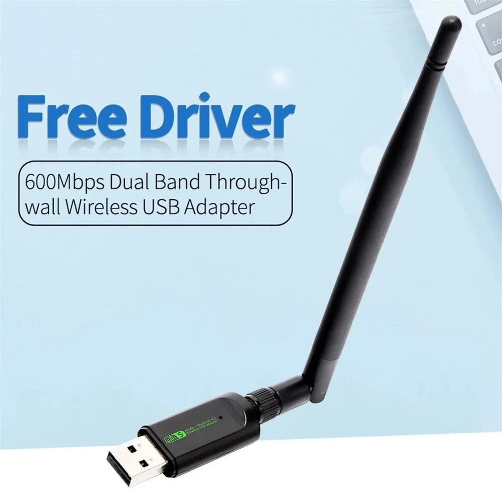 Bluetooth-compatible WiFi Adapter USB Antenna Dongle Ethernet 600Mbps Dual Band Wireless Network Card - 5