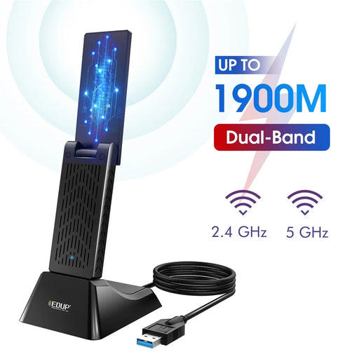EDUP EP-AC1675 1900Mbps USB 3.0 WiFi Adapter Dual Band 2.4Ghz/5Ghz Long Range WiFi Receiver Antenna for Laptop Desktop PC - 2