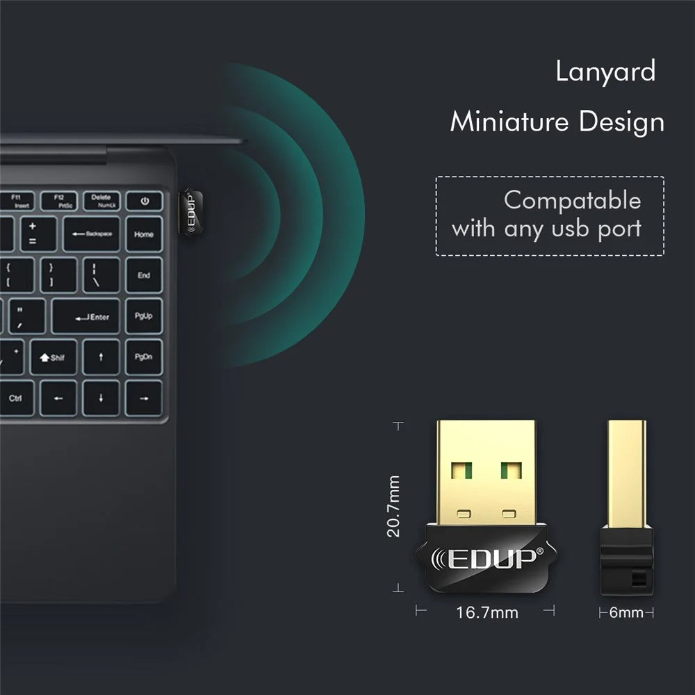 EDUP EP-AC1651 WiFi Dongle 650Mbps 5G/2.4GHz Dual Band Wireless Network Card USB LAN Adapter for PC Laptop - 3