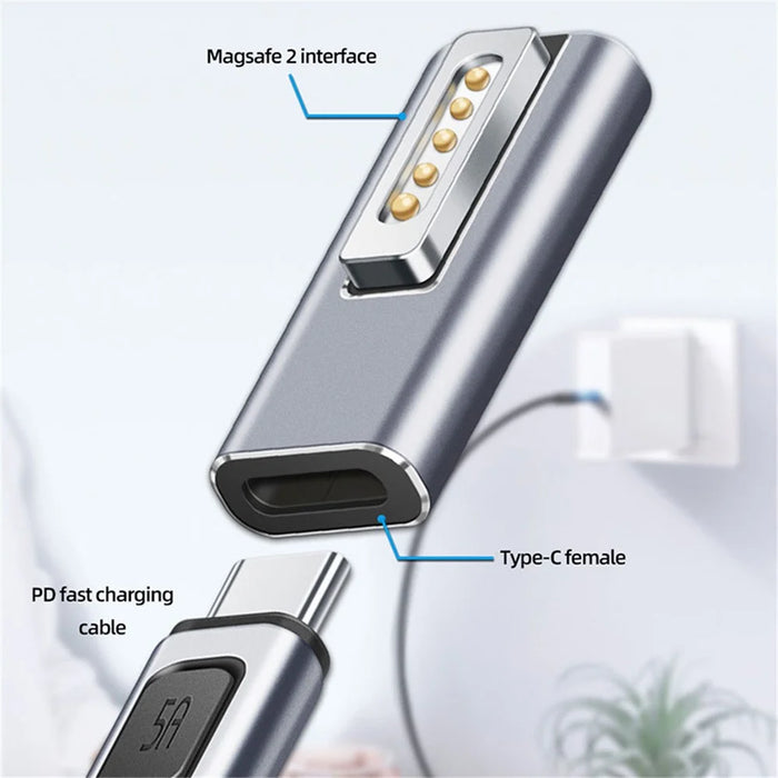 Type-C Female to for Magsafe 2 Converter PD Fast Charging Metal Adapter for MacBook - 3