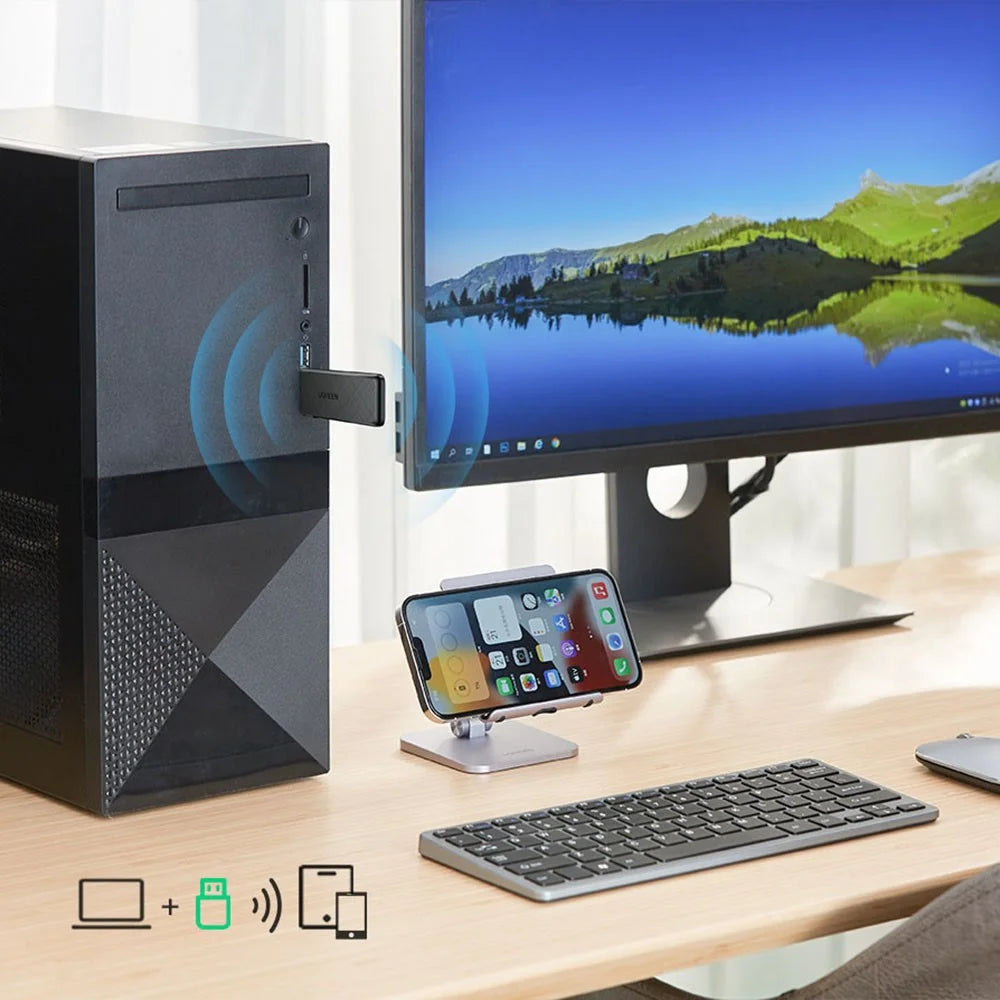 UGREEN CM492 USB3.0 WLAN Adapter 1300Mbps Dual Band 5.8Ghz and 2.4GHz Wireless WiFi Adapter Compatible with PCs/Laptops - 3