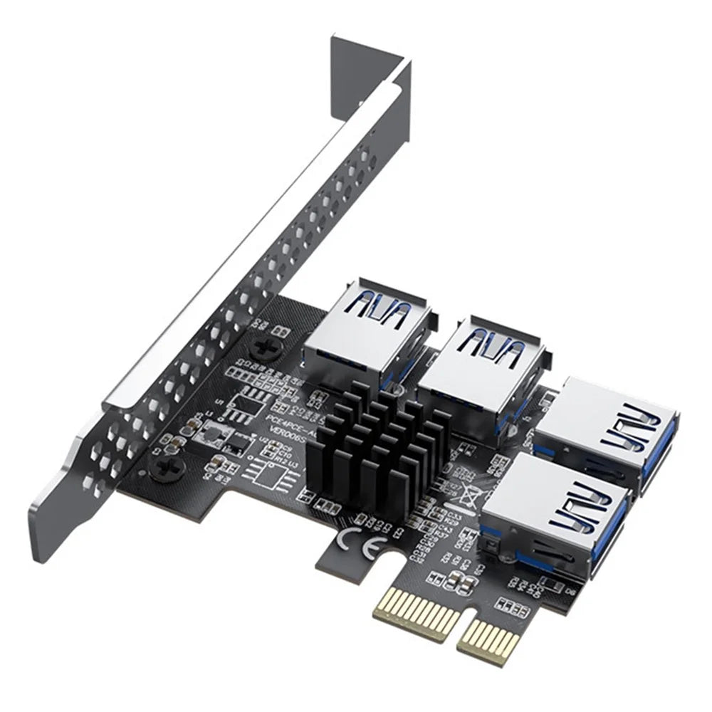 ACASIS PE031 PCI-e 1 to 4 PCI-express Riser Card PCI-E 1X to External 4 PCI-e USB 3.0 Adapter Multiplier Expansion Card - 1