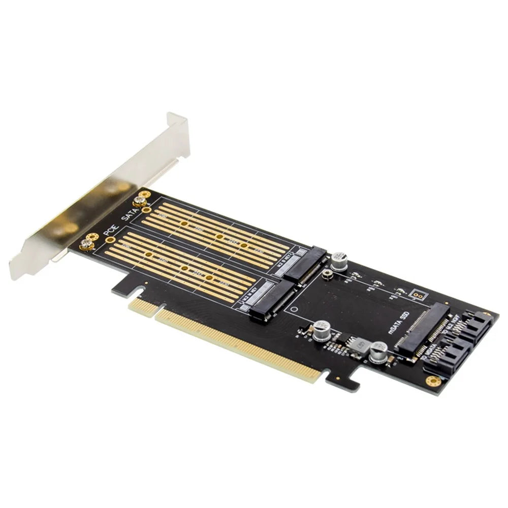 2280 PCI-E 3.0 X16 to NGFF M.2 NVMe AHCI SSD Adapter Card for M Key B Key mSATA Solid State Drive - 1