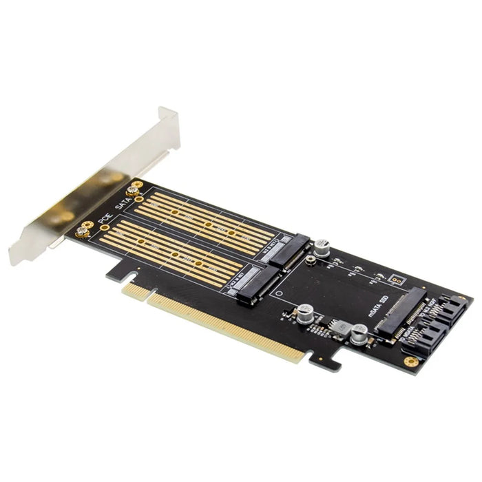 2280 PCI-E 3.0 X16 to NGFF M.2 NVMe AHCI SSD Adapter Card for M Key B Key mSATA Solid State Drive - 1
