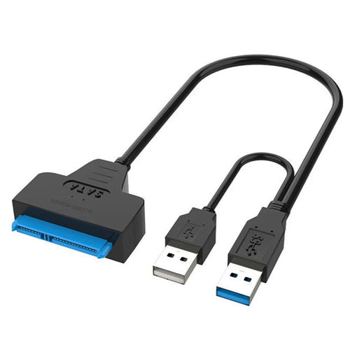 XCF-YQ001 Dual USB to 3.5'' 2.5'' Hard Drive Adapter Cable USB to SATA Convertor Line with Power Port for Laptop Desktop Computer SATA Disk Data Transfer - 1