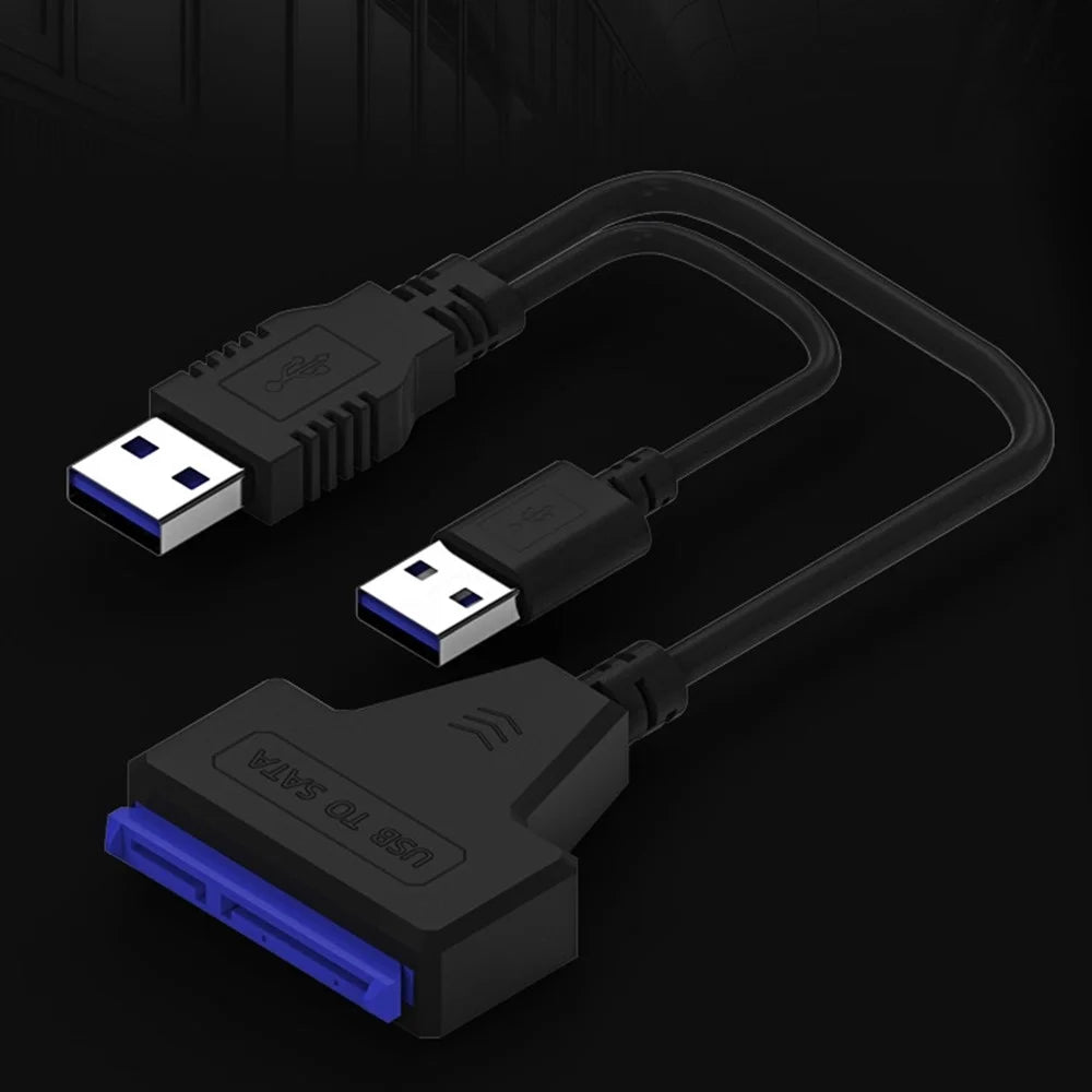 XCF-YQ001 Dual USB to 3.5'' 2.5'' Hard Drive Adapter Cable USB to SATA Convertor Line with Power Port for Laptop Desktop Computer SATA Disk Data Transfer - 2