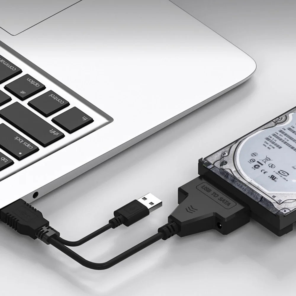 XCF-YQ001 Dual USB to 3.5'' 2.5'' Hard Drive Adapter Cable USB to SATA Convertor Line with Power Port for Laptop Desktop Computer SATA Disk Data Transfer - 4