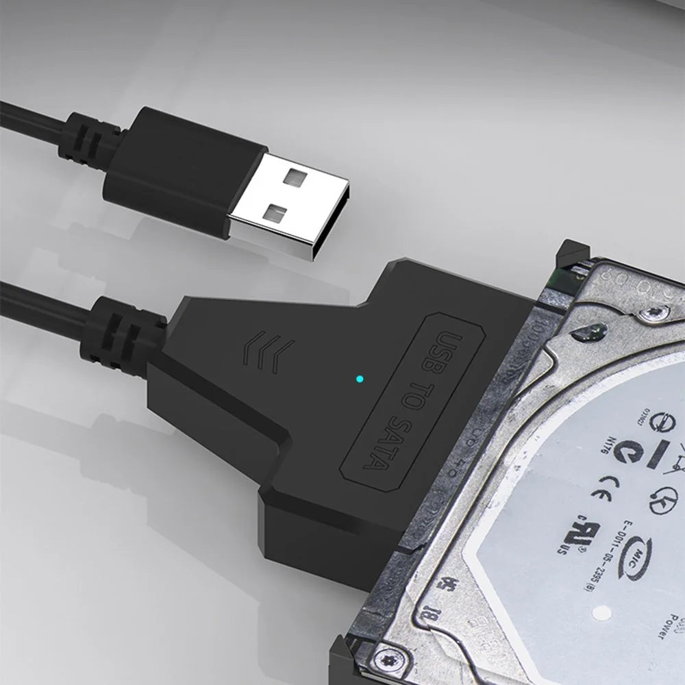 XCF-YQ001 Dual USB to 3.5'' 2.5'' Hard Drive Adapter Cable USB to SATA Convertor Line with Power Port for Laptop Desktop Computer SATA Disk Data Transfer - 5