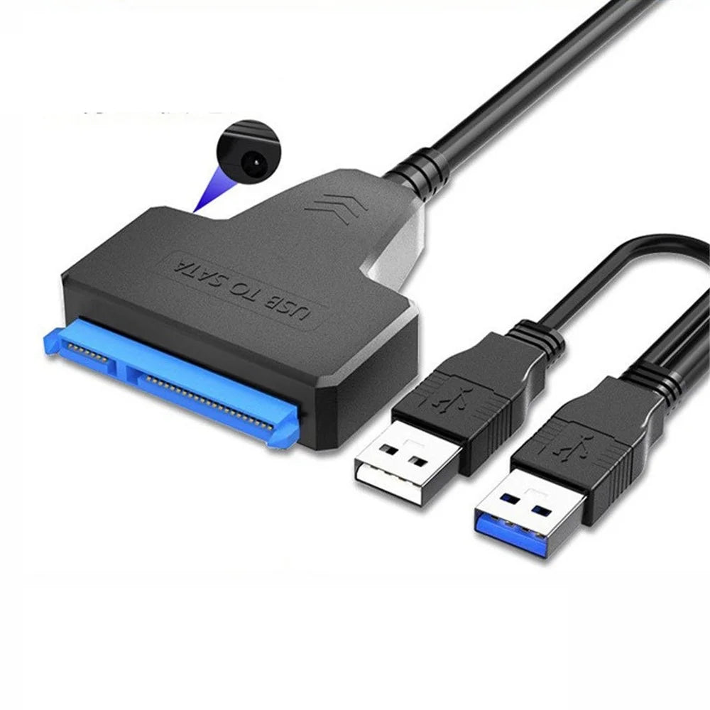 XCF-YQ001 Dual USB to 3.5'' 2.5'' Hard Drive Adapter Cable USB to SATA Convertor Line with Power Port for Laptop Desktop Computer SATA Disk Data Transfer - 6
